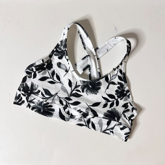 MARIKA Sports Racerback Bra URSULA Seamless White Ink Blot Floral XL  NEW - Picture 2 of 6